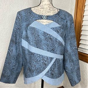 VTG Cheetah Denim Cut Out Blouse